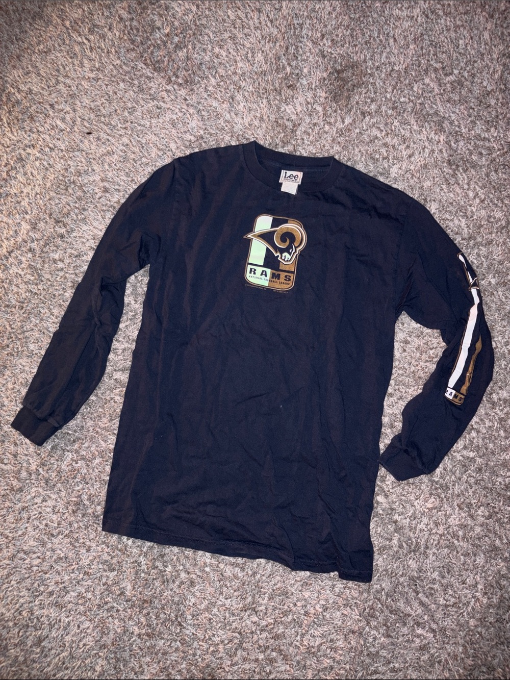 Lee navy Long-Sleeve nfl LA Rams Logo Tee with Gold Accent st. louis rams